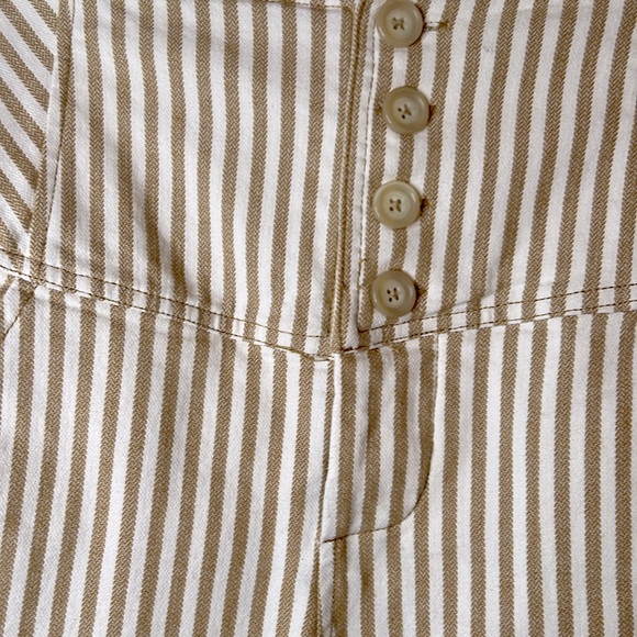 Free People High Waisted Tan Striped Slacks. - Picture 3 of 4
